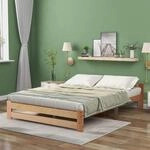 Merax Solide Massivholzbett Futonbett Massivholz Natur Bett aus mit Kopfteil und