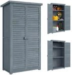 Outsunny Gartenschrank Holz, Ger&auml;teschuppen wetterfest 87x46,5x160cm, Ger&auml;tehaus