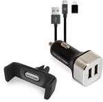 RealPower Mobile Car Set, Smartphone-Halterung, 2-Port USB car charger, Micro-USB auf