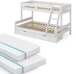 VitaliSpa Etagenbett Everest, Wei&szlig;, 120x200 / 80x200 cm mit 2 Matratzen und 2