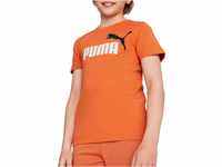 PUMA Jungen Essentials+ Two-Tone Logo T-Shirt 140Chili Powder Blue Azur Orange