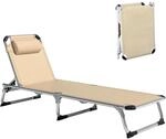 Outsunny Sonnenliege faltbar Gartenliege mit Kopfkissen ergonomisch Relaxliege...