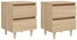 vidaXL 2X Nachttisch mit Kiefernholz-Beinen 2 Schubladen Nachtschrank...