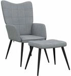 vidaXL Relaxsessel mit Hocker, Sessel mit Stahlrahmen, Relaxstuhl Polsterstuhl...