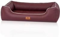 Knuffelwuff orthop&auml;disches Hundebett aus Kunstleder Lovelock M-L 85 x 63cm Weinrot -