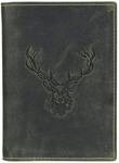 Greenburry Vintage Jagdscheinetui mit Hirschpr&auml;gung Leder Olive