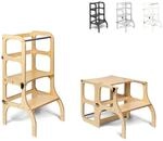 Ette Tete STEP'n'SIT&reg; &bull; Wandelbare Montessori Lernturm + Tisch, 2 in 1 (H&ouml;lzern,