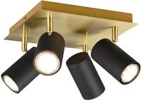 Trio Leuchten Strahler Marley 802430480, Metall Schwarz matt/Messing, exkl. 4x GU10