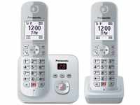 Panasonic KX-TG6862GS Schnurlostelefon mit 2 Mobilteilen und Anrufbeantworter (Bis zu