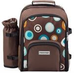 anndora Picknickrucksack mit K&uuml;hlfach braun Retro + Zubeh&ouml;r 15 teilig - 2 Personen