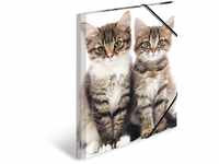 HERMA 7143 Sammelmappe A3 Tiere Katzen, Kinder Eckspanner-Mappe aus Kunststoff mit