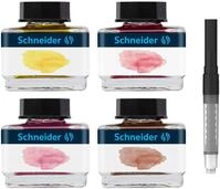 Schneider Tintenfass Pastell Geschenkset (4x Tintenglas 15ml, inkl. Konverter)...