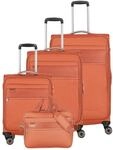 Travelite Kofferset 4 teilig Weichschale 4 Rollen, Gr&ouml;&szlig;en S-M-L + Bordtasche,