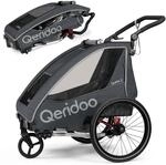 Qeridoo QUPA 2 Grey | Fahrradanh&auml;nger 2 Kinder | Kinder Fahrradanh&auml;nger mit