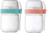 Lagrange 440402 T&ouml;pfe mit 2 F&auml;chern, gr&uuml;n und orange | Glasdosen mit kleinem
