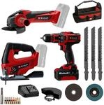 Einhell Bohrschrauber TE-CD 18/40 Li + Winkelschleifer TC-AG 18/115 Li + Stichs&auml;ge