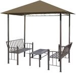 vidaXL Gartenpavillon mit Tisch B&auml;nken UV-best&auml;ndig Gartenbank Partyzelt...