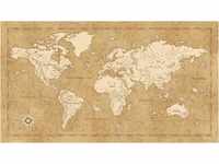 Komar Vlies Fototapete - Vintage World Map - Größe: 500 x 280 cm (Breite x Höhe) -