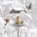 MeLiTec VH04 Vogelfutter-Haus, rundes Haus, aus Edelstahl, wetterfest f&uuml;r V&ouml;gel,
