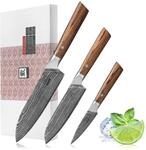 zayiko Kasshoku 3er Damastmesser-Set | Klingen von 9 bis 18 cm aus 67 Lagen