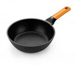 BRA Efficient Orange | Tiefe Bratpfanne 24 cm, Aluminiumguss mit Platinum