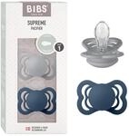BIBS Supreme Schnuller, 0-6 Monate, 2er-Pack, Cloud/Steel Blue | Symmetrischer Sauger