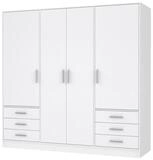 FORTE Jupiter Schrank 200 210, wei&szlig;er Kleiderschrank, Dreht&uuml;renschrank, 4-t&uuml;rig,