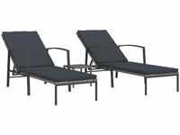 vidaXL 2X Sonnenliege mit Tisch Beistelltisch Gartenliege Relaxliege Liegestuhl