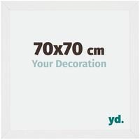 yd. Bilderrahmen 70x70 cm Wei&szlig; Hochglanz - Holz Rahmen Mura