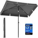 SONGMICS Sonnenschirm 200 x 125 cm, Balkonschirm UPF 50+, Sonnenschutz, beidseitig um