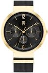 Tommy Hilfiger Multi Zifferblatt Quarz Uhr f&uuml;r Damen mit Schwarzes