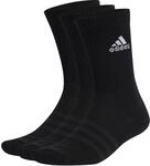 adidas Unisex Cushioned Crew Socks 3 Pairs, Black / White, 4.5-6