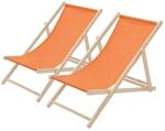 ECD Germany 2er Set Liegestuhl klappbar, Orange, aus Holz, Sonnenliege mit 3-Fach