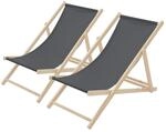 ECD Germany 2er Set Liegestuhl klappbar, Anthrazit, aus Holz, Sonnenliege mit 3-Fach