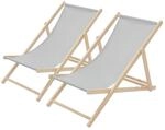 ECD Germany 2er Set Liegestuhl klappbar, Hellgrau, aus Holz, Sonnenliege mit 3-Fach