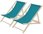ECD Germany 2er Set Liegestuhl klappbar, Petrol, aus Holz, Sonnenliege mit 3-Fach