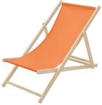ECD Germany Liegestuhl klappbar, Orange, aus Holz, Sonnenliege mit 3-Fach