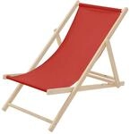 ECD Germany Liegestuhl klappbar, Rot, aus Holz, Sonnenliege mit 3-Fach Verstellbarer