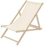 ECD Germany Liegestuhl klappbar Beige, aus Holz, Sonnenliege mit 3-Fach verstellbarer