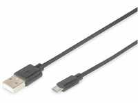DIGITUS USB 2.0 Anschlusskabel - 1.0 m - USB A (St) zu USB Micro B (St) - 480 Mbit/s