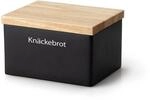 Continenta Kn&auml;ckebrotdose aus Keramik, 17,5 x 13,5 x H11 cm, mit Holzdeckel,