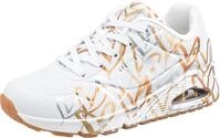 Skechers Damen Uno Metallic Love Trainers, White And Multi Metallic Heart Print