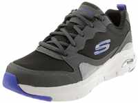 Skechers Herren Arch Fit Sneaker, Grey Leather Black Mesh Blue Trim, 46 EU