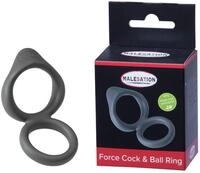 MALESATION Force Double Cock und Ball Ring, Schwarz