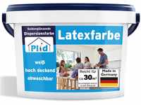 plid® Latexfarbe Weiß seidenglänzend [5L] - Abwaschbare Farbe Innen für...