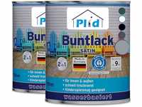PLID® Buntlack Außen 1.5l - Silbergrau - Holzfarbe außen & innen - Holzlack...
