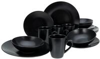 CreaTable, 25833, Serie Black Matt, 16-teiliges Geschirrset, Kombiservice aus