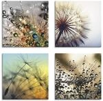ARTLAND Wanddeko Blumenbilder Leinwand Bilder Set 4tlg. je 40x40 cm Quadratisch