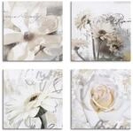 ARTLAND Wanddeko Blumenbilder Leinwand Bilder Set 4tlg. je 40x40 cm Quadratisch