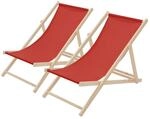 ECD Germany 2er Set Liegestuhl klappbar, Rot, aus Holz, Sonnenliege mit 3-Fach